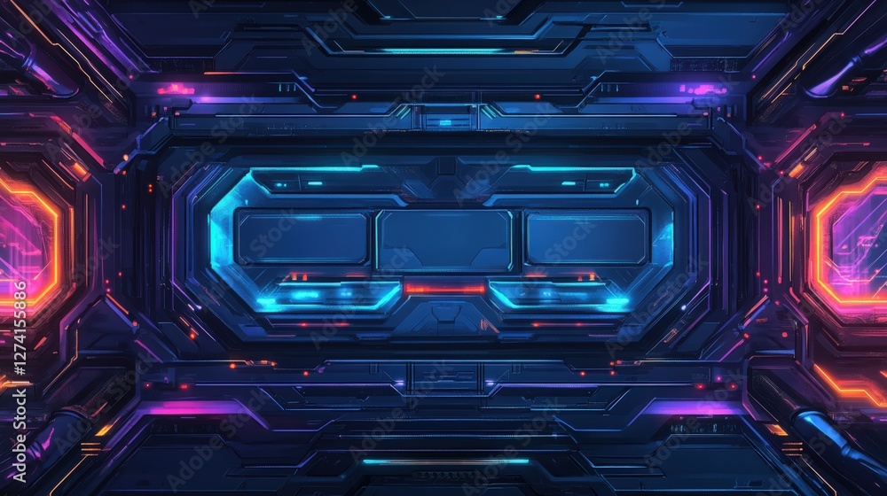 Futuristic digital landscape background with glowing neon circuits. Ideal for banner gaming, poster, web, cover, wallpaper, Futuristic digital landscape background with glowing neon circuits. Ideal for banner gaming, poster, web, cover, wallpaper,