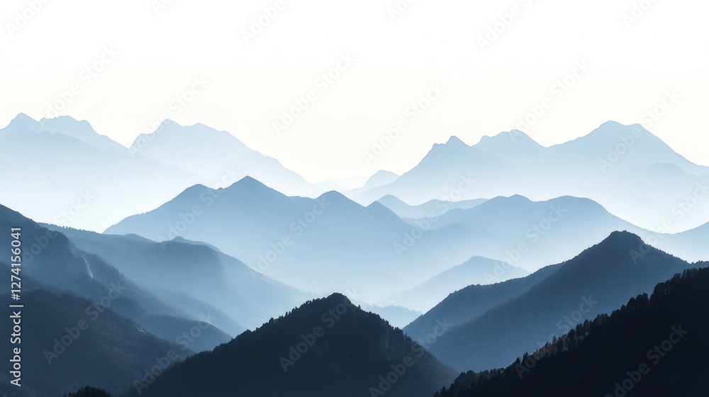 Fototapeta premium Misty mountain range landscape