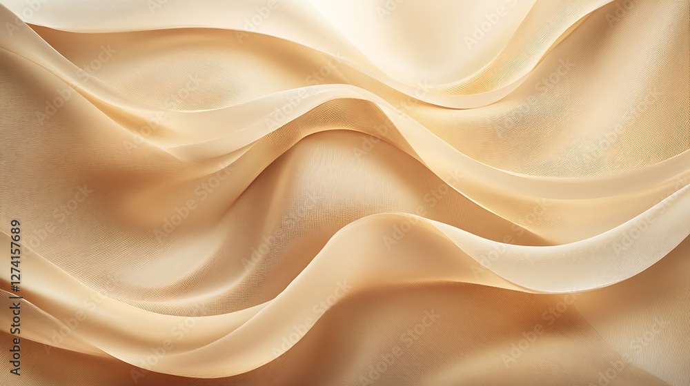 Elegant Draped Beige Fabric Soft Texture Waves Elegant Draped Beige Fabric Soft Texture Waves