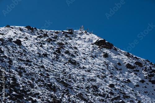 Trekking Route of Tsergo Ri Peak in the Himalayas of Nepal form Kyanjin Gompa with MtGangchempo photo