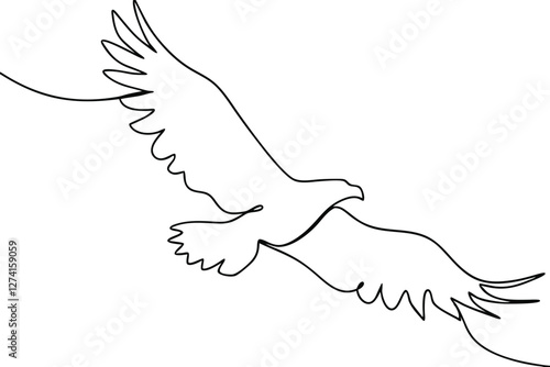 Majestic Eagle Soaring, OneLine Drawing, Bird in Flight, Freedom, Nature, Wildlife, Art, Wings, Sky,