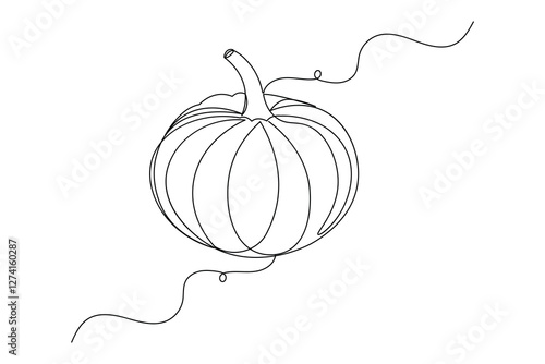 Pumpkin continuous one line drawing and minimalist style isolate outline vector illustration