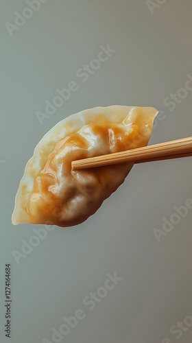 Obraz na płótnie Chinese dumpling with chopsticks and copy space w salonie