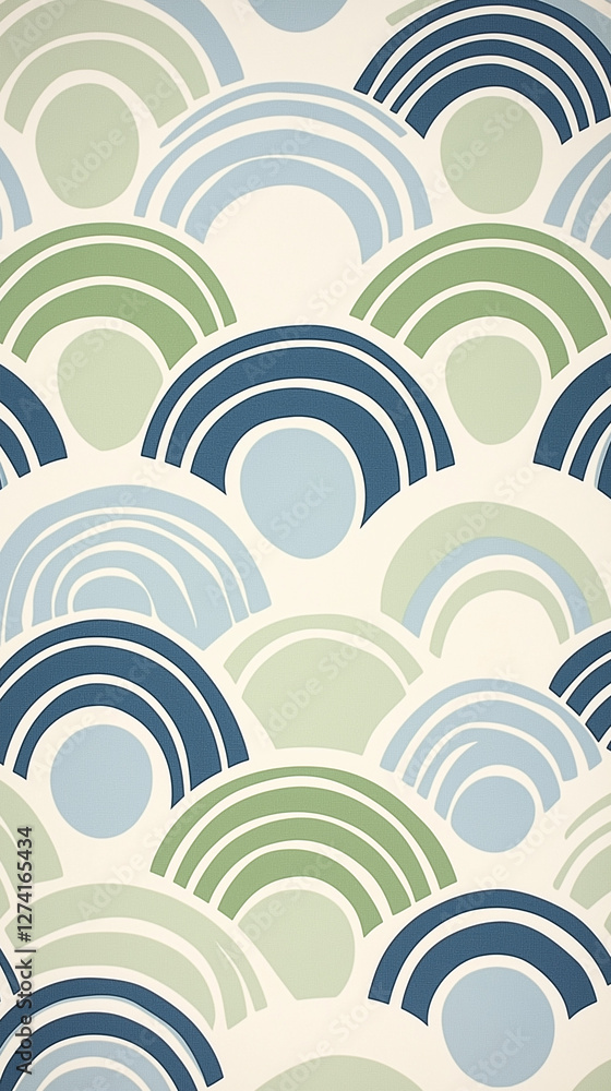 Background of half circles in blue and green