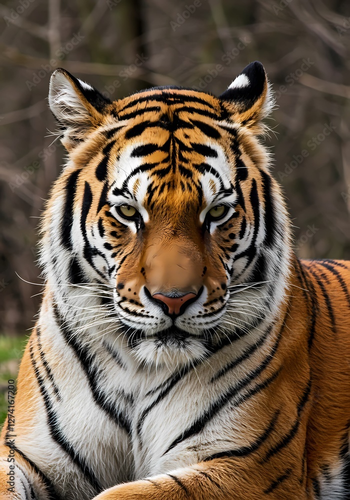 Majestic Tiger in the Wild: Close-Up Portrait of a Fierce Predator in Natural Habitat, Perfect for Wildlife and Nature Themes Majestic Tiger in the Wild: Close-Up Portrait of a Fierce Predator in Natural Habitat, Perfect for Wildlife and Nature Themes