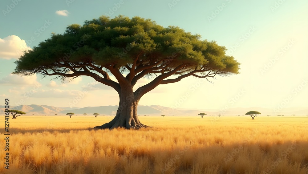 Majestic Acacia Tree in the African Savanna Majestic Acacia Tree in the African Savanna