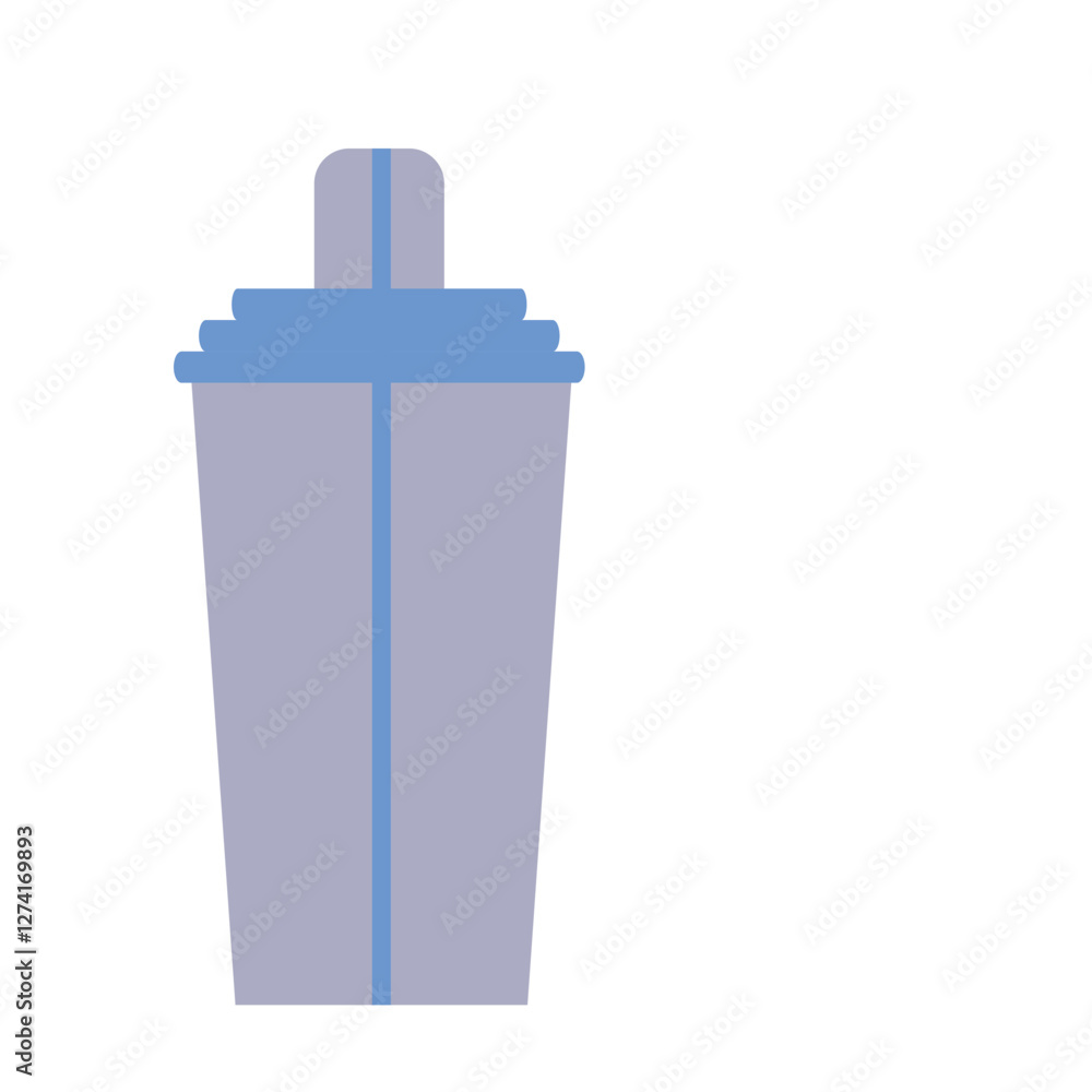 Flat vector illustration of a cocktail shaker in minimalist style, representing bartending tools or mixology equipment Flat vector illustration of a cocktail shaker in minimalist style, representing bartending tools or mixology equipment
