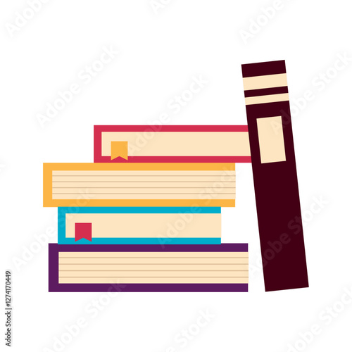Vector image of icon of a book stacked on top of each other with white background