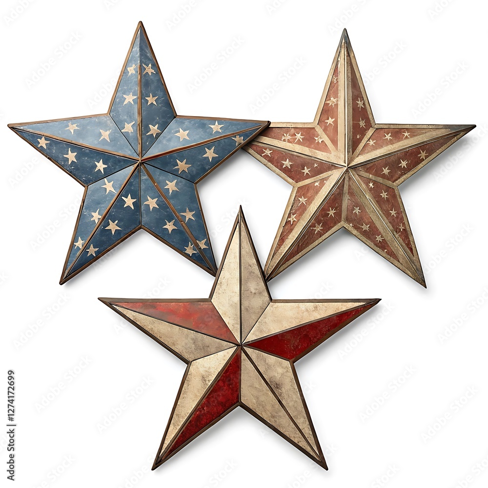 Obraz premium Rustic metal stars weathered vintage patriotic decor elements