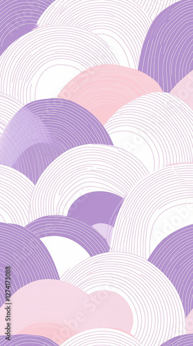Obraz na płótnie Overlapping curving shapes in purple and pink with text space w salonie
