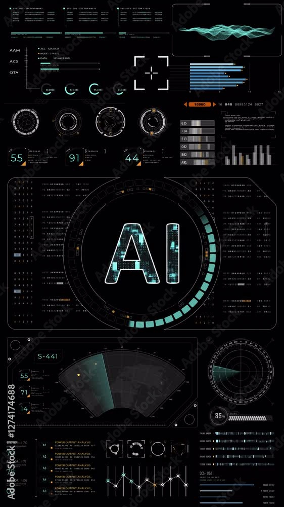 Motion graphic of Blue digital AI with HUD UI panel and futuristic technology abstract background artificial intelligence and robot assistant machine learning vertical video Alpha channel included Motion graphic of Blue digital AI with HUD UI panel and futuristic technology abstract background artificial intelligence and robot assistant machine learning vertical video Alpha channel included