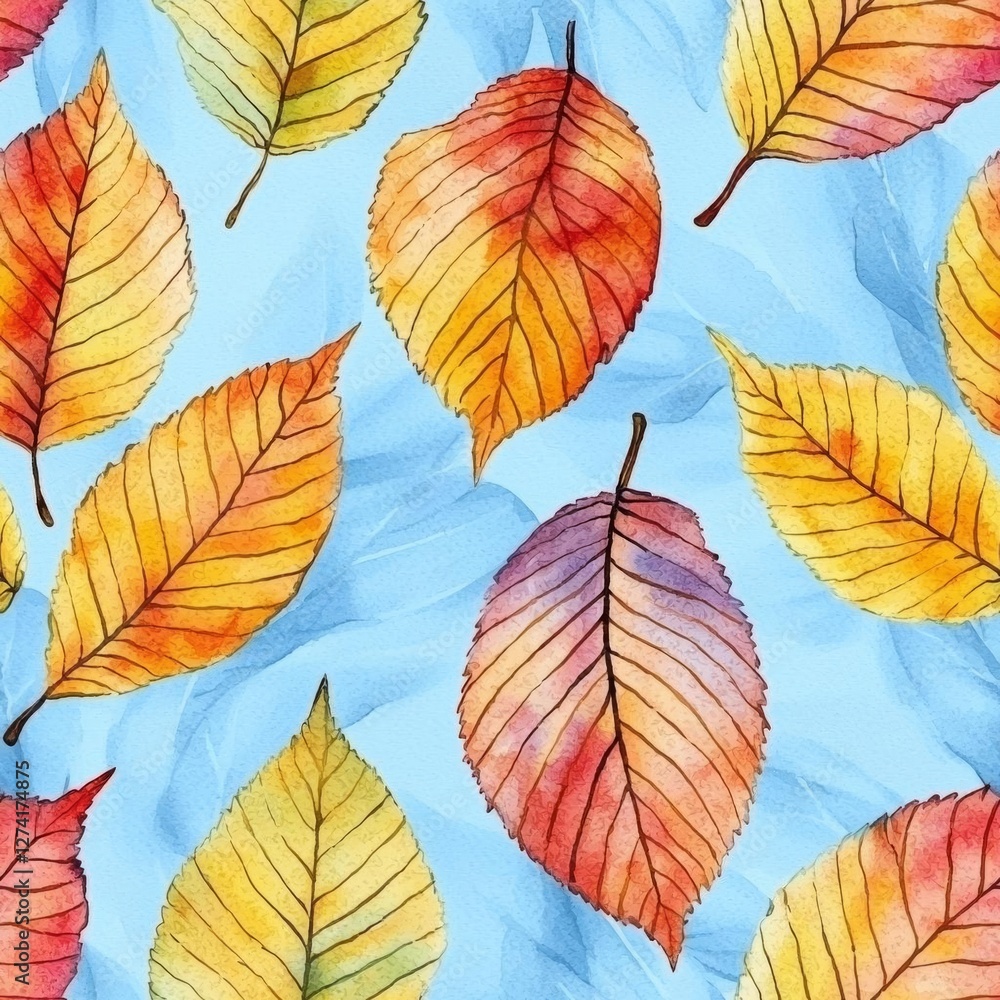 Obraz premium Autumn leaves seamless pattern