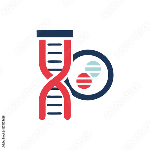 DNA and genes icon, colorful design, genetic testing, on white background