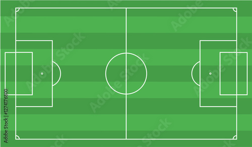 Football fields top view. Soccer grass fields with chalk lines. Green grass field background. Vector Football - Soccer Field. Scheme and marking of the football