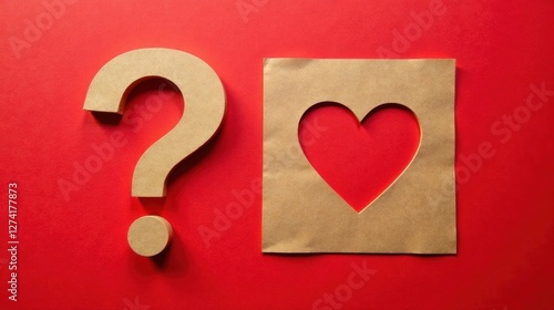 Uncertain Heart A Question of Love and Affection on Red Background