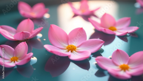 Floating Flower Petals in Water, Serene Spa