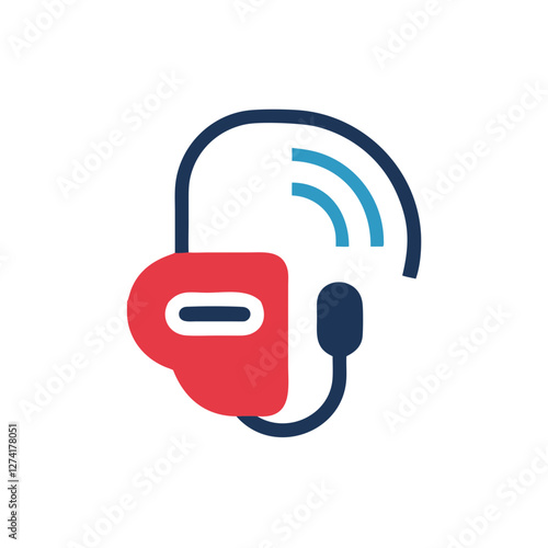 Hearing aid icon, colorful design, assistive listening device, on white background