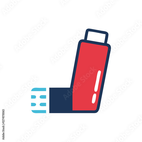 Inhaler icon, colorful design, asthma medication device, on white background