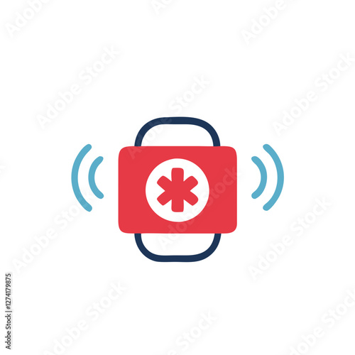 Medical alert bracelet icon, colorful design, emergency notification device, on white background