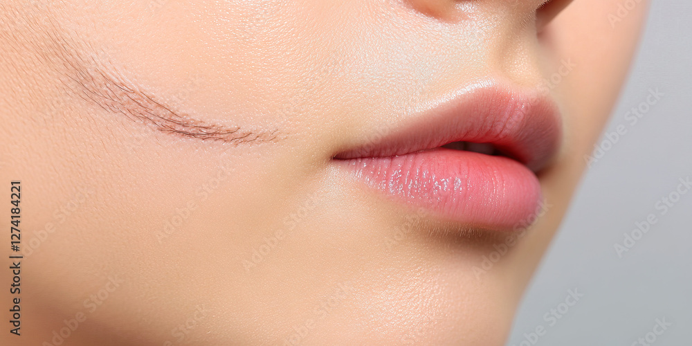 Obraz premium Close-up of Facial Scar and Lip