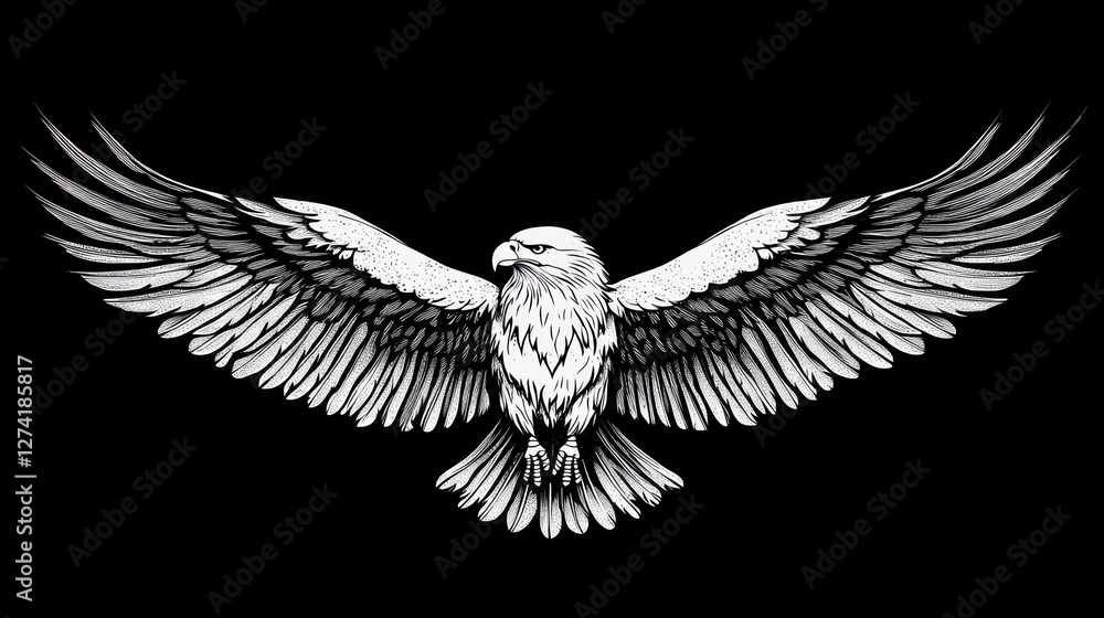 Obraz premium Powerful eagle in flight, graphic design, artwork