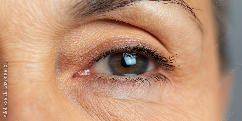 Obraz premium Close-up of Human Eye with Visible Wrinkles