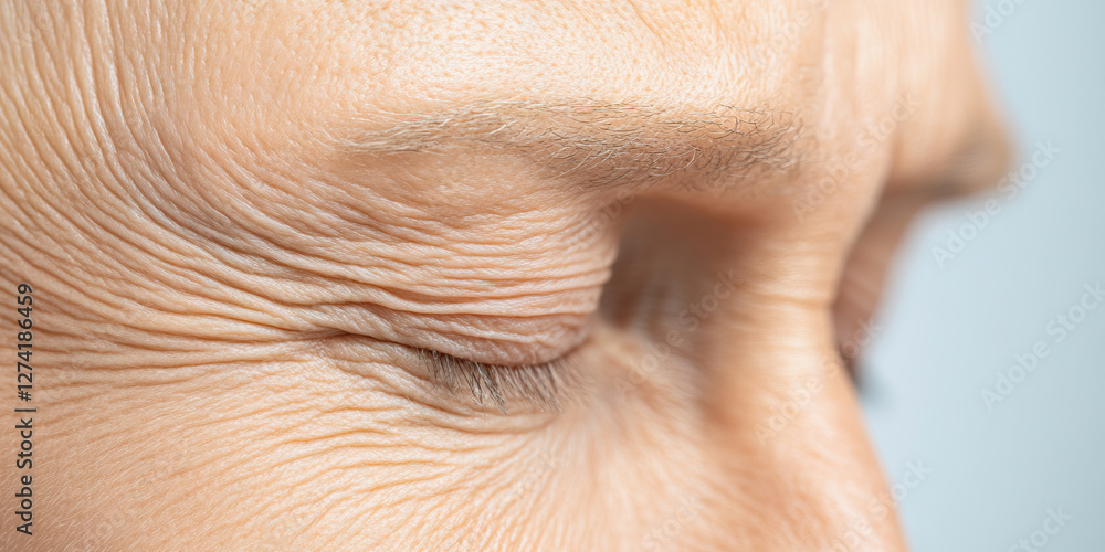 Fototapeta premium Close-up Image of Eye Area with Wrinkles and Fine Lines
