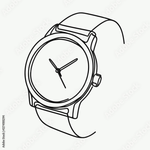 Minimalist one-line drawing of a wristwatch