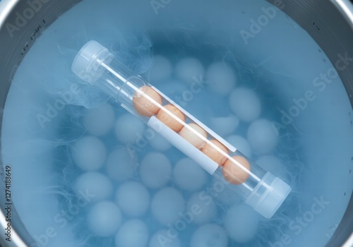 Frozen Egg Storage in IVF Laboratory, Highlighting Cryopreservation and Fertility Science photo