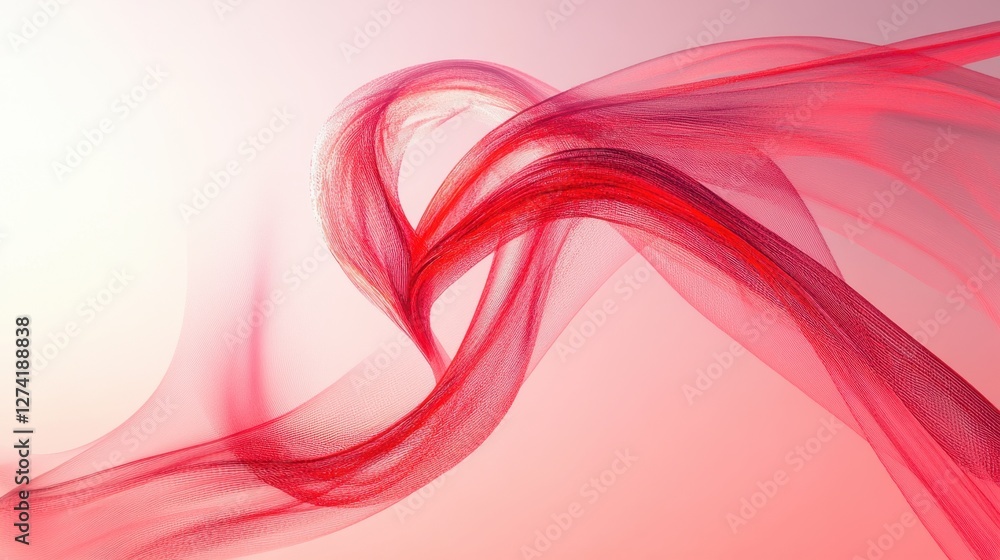 Naklejka premium Dynamic Glowing Red Thread Design Creative Render Digital Art Abstract Environment Artistic Perspective Visual Concept