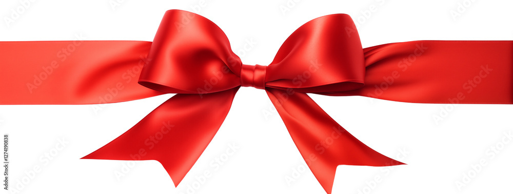 Red ribbon with a bow, isolated on a transparent background. Generative ai Red ribbon with a bow, isolated on a transparent background. Generative ai
