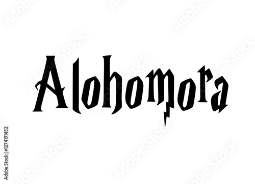 Alohomora spell magic words vector isolated black and white