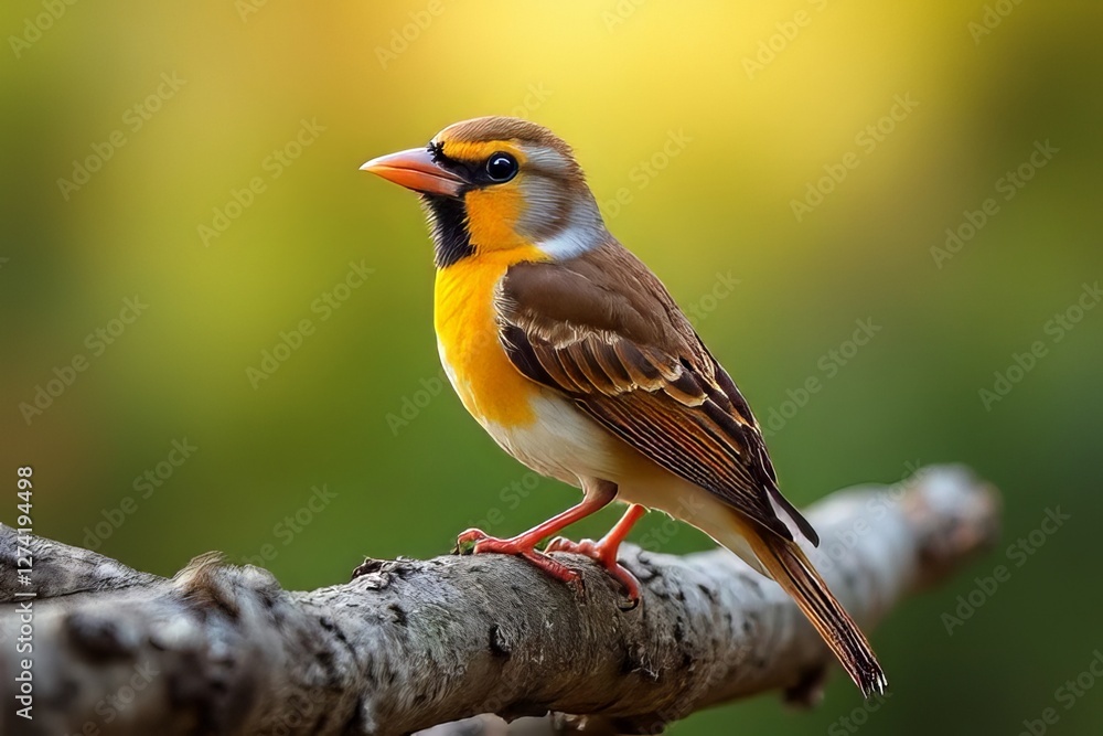 Close-up of a Beautiful Yellow and Brown Bird Perched on a Branch Close-up of a Beautiful Yellow and Brown Bird Perched on a Branch