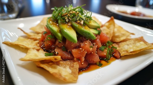 Tuna Poke on Crispy Chips Restaurant Dining photo