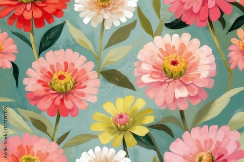 Wallpaper Mural Vintage colorful fantasy dreamy abstract blooming botanical flowers seamless patterns illustration, nature theme concept texture design.
 Torontodigital.ca