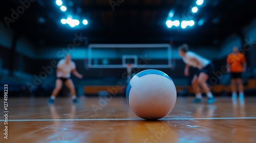 Volleyball match anticipation captured in a vibrant indoor court scene photo