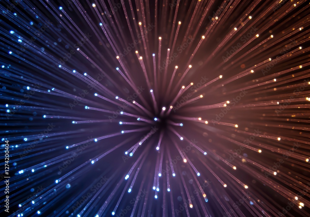 Naklejka premium Optical Fiber Bundle, Depicting High-Speed Data Transmission and Connectivity