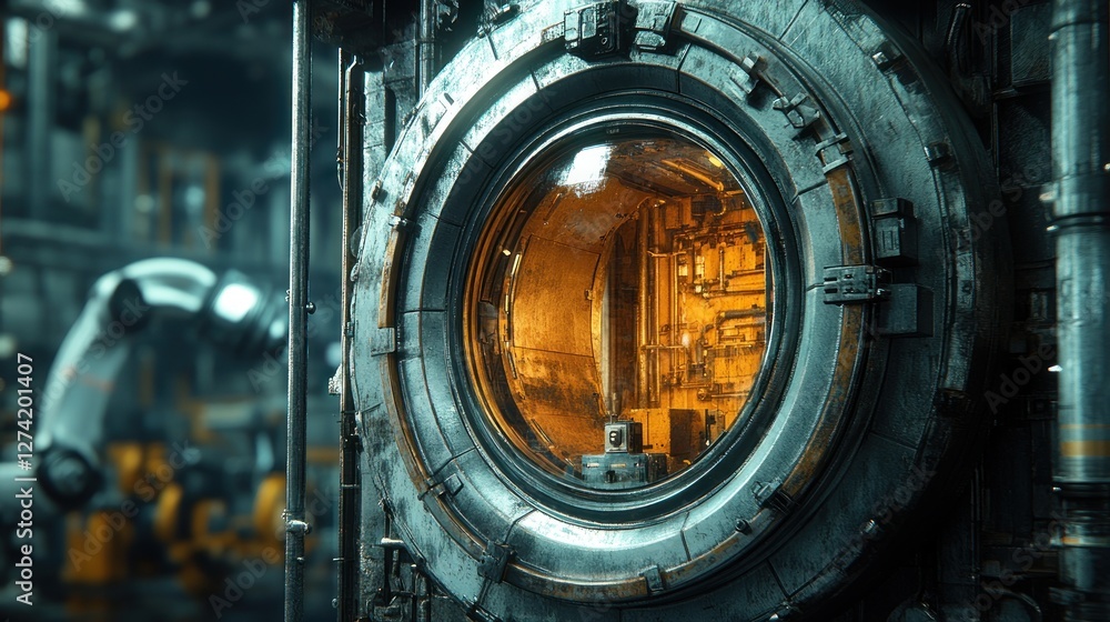 Fototapeta premium Futuristic Industrial Portal: A Glimpse into a Technological Wonderland