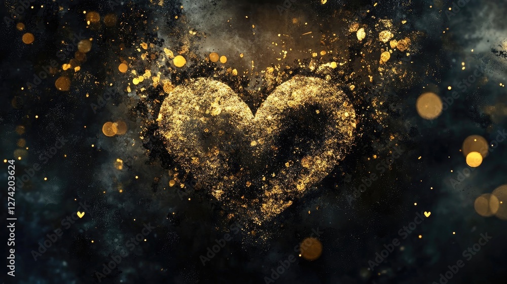 A vibrant and artistic wallpaper featuring symbolic representations of love, captured in rich black and gold tones A vibrant and artistic wallpaper featuring symbolic representations of love, captured in rich black and gold tones