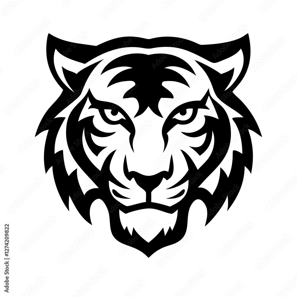 Fototapeta premium Tiger head with a metallic finish, representing durability, toughness, and resilience.