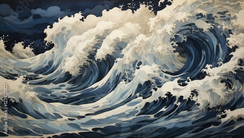 A circular design divided into four quadrants,