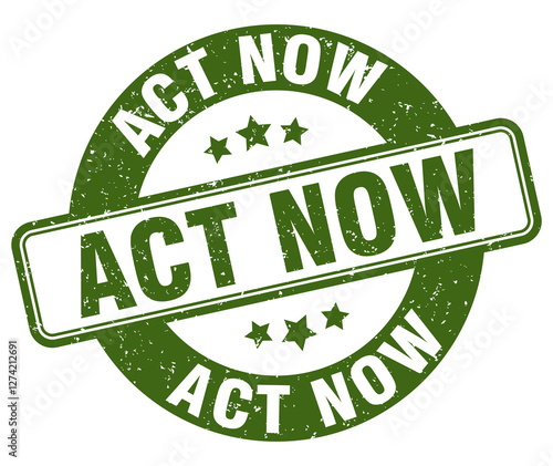 act now stamp. act now label. round grunge sign