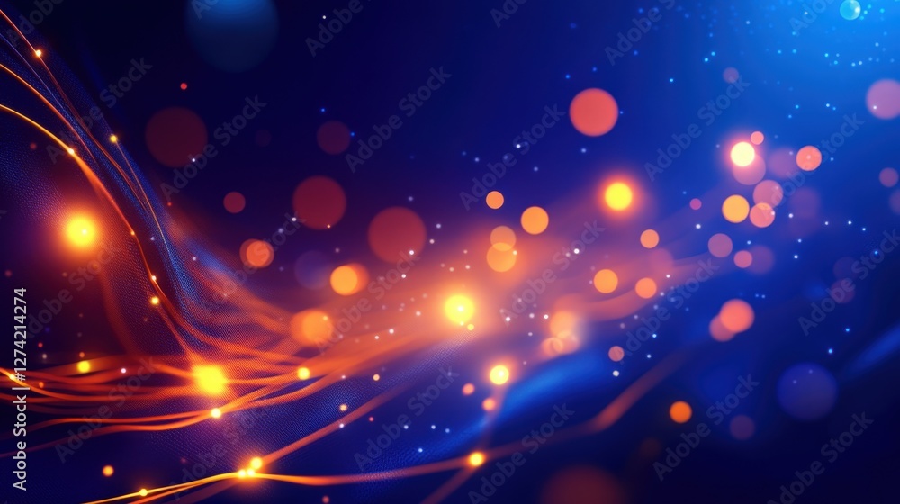 Fototapeta premium An abstract representation of colorful light trails and glowing particles, creating a vibrant and dynamic atmosphere, perfect for digital art backgrounds and visual effects.