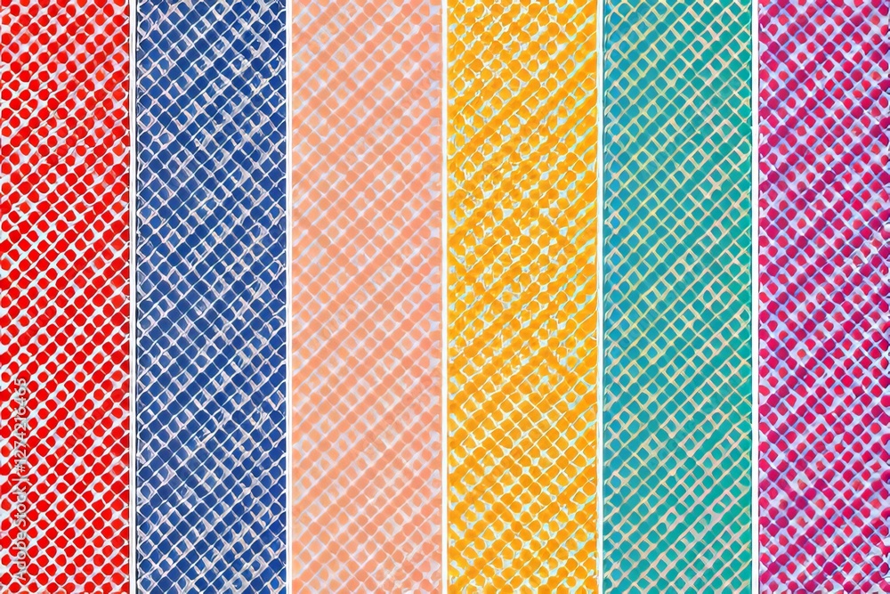 Colorful Geometric Patterned Fabric Swatches in Various Shades Colorful Geometric Patterned Fabric Swatches in Various Shades
