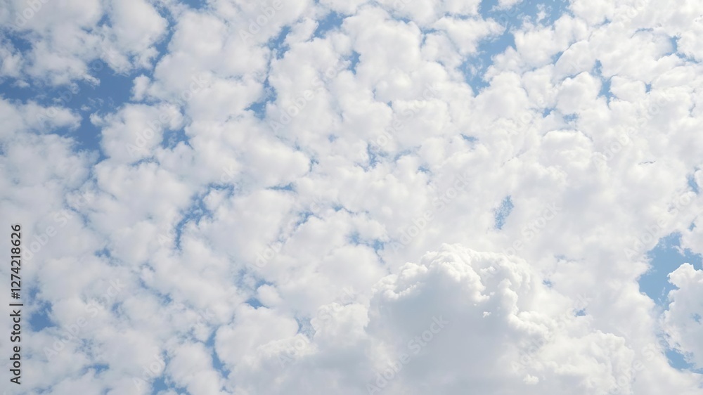 Heart-shaped clouds forming a frame on a blue sky background, fluffy, beauty, natural