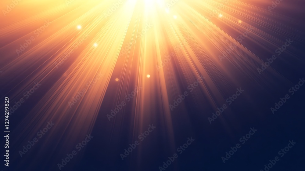 Golden Light Rays Beam Downward Abstract Background