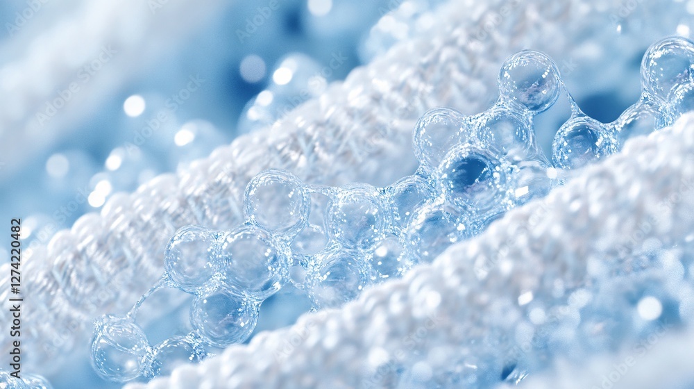 Close-up View of Soap Bubbles on Soft Fabric Surface in Blue Light Close-up View of Soap Bubbles on Soft Fabric Surface in Blue Light