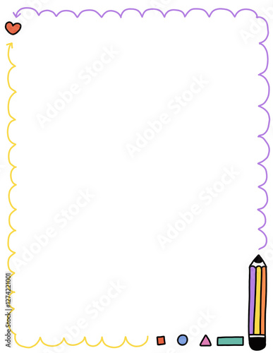 School supplies border clipart. Back to school border. Educational borders and frames. Teacher school border design. Border frame for kids