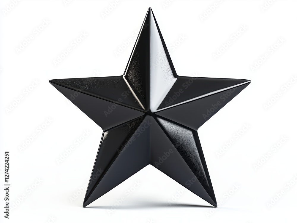 Fototapeta premium a matte black star with sharp edges, modern minimalist aesthetic, sleek and bold design, isolated on white background