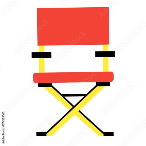 Movie Director's chair minimalist flat drawing. Cinema themed element suitable for posters, stickers or branding.